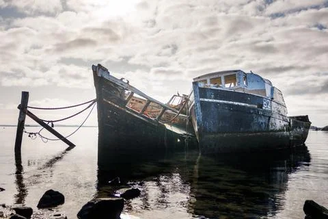 Pair of shipwrecks Stock Photos