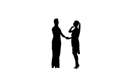Pair silhouette professional dancing samba on white background, alpha channel Stock Footage 75505805