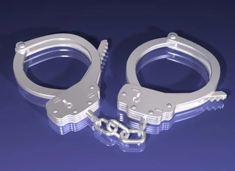 Pair of silver handcuffs Stock-Illustration