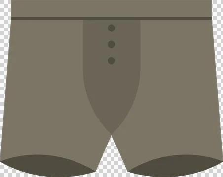 A pair of simple, olive-colored boxer shorts are isolated. The shorts have .. Stock Illustration