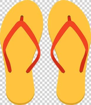Pair of simple yellow and red rubber flip-flops, footwear commonly worn in .. Stock Illustration