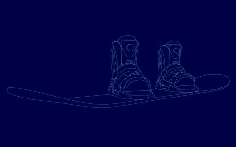 Pair of skis is displayed in a blue background. The skis are positioned in the Stock Illustration