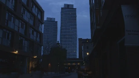 Pair Of Skyscrapers At Night Time Stock Footage 118618108