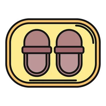Pair of slippers on mat representing home comfort Ilustração Stock
