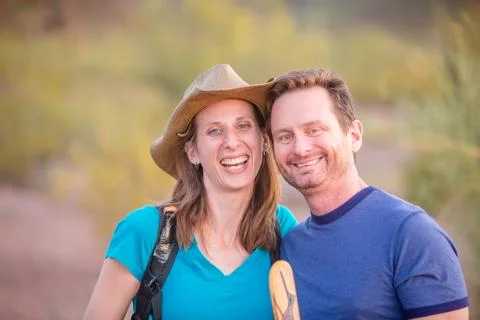 Pair of Smiling Hikers Stock Photos