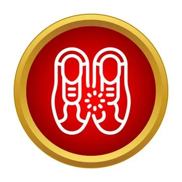 Pair of sneakers icon showing active movement in a red circle Ilustração Stock