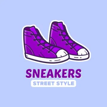 Pair of Sneakers. Vector icon or shoes shop logo Stock Illustration