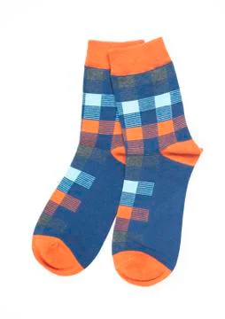 Pair of socks isolated on a white background, Top view 库存照片