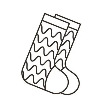 Pair of socks line art icon. Wavy pattern warm socks outline coloring page... Stock Illustration