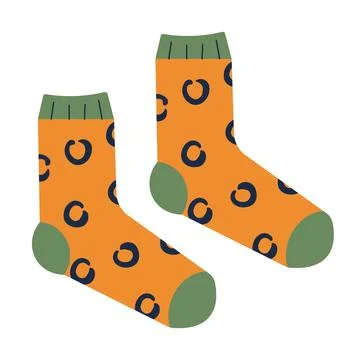 Pair of socks with a minimalistic abstract pattern. Vector illustration Stock Illustration