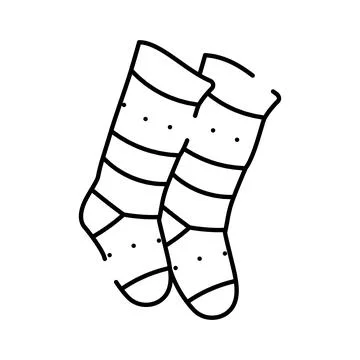 Pair of socks with stripes and dots line art Stock Illustration