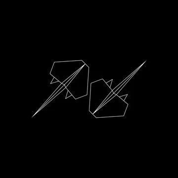 Pair Stingray Fish Polygonal Lines Stock Illustration