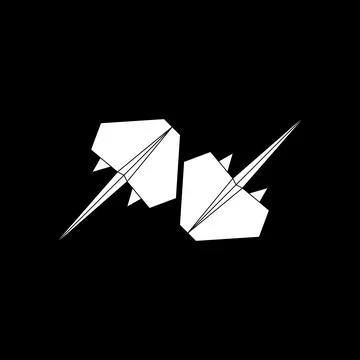 Pair Stingray Fish Shape Inspired by Origami Form Stock Illustration