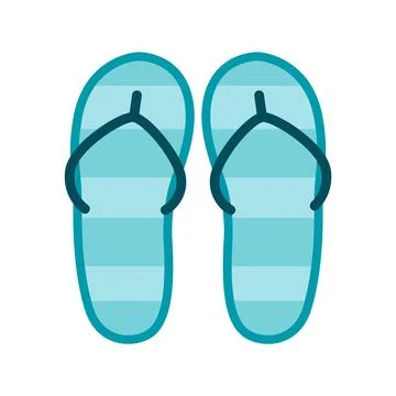 Pair of striped blue flip flops, perfect for beach days, summer walks and t.. Stock Illustration