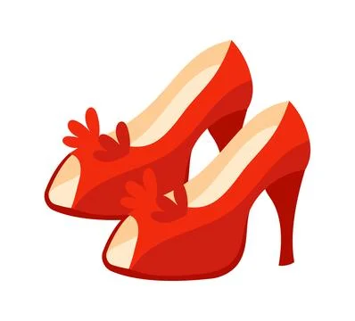 Pair of Stylish Red Peep Toe High Heels Showing Elegance and Fashion Stock-Illustration