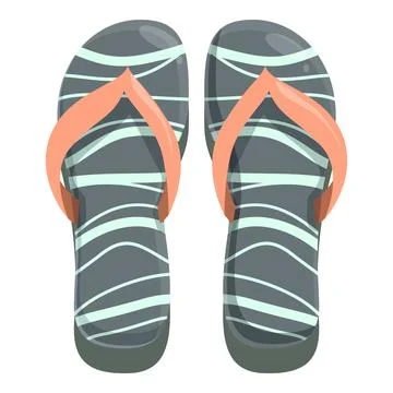 Pair of stylish summer flip flops with wavy stripes for beach walks and Stock Illustration