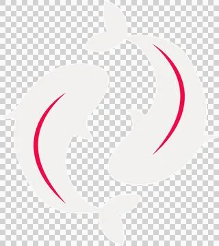 Pair of stylized fish are forming circular Yin Yang motif on transparent Ilustração Stock