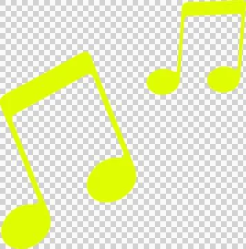 Pair of stylized lime green eighth notes is floating on transparent background Stock Illustration