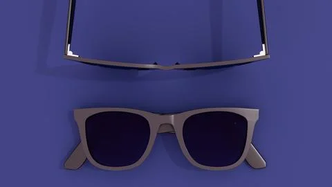 Pair of sunglasses stacked on deep blue background Ilustração Stock