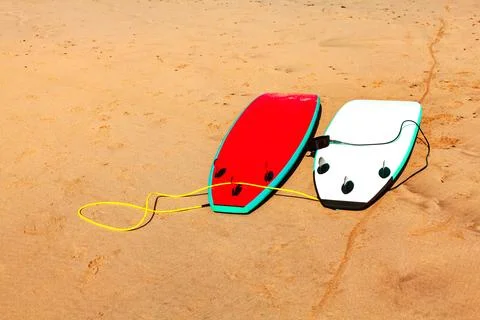 Pair of surfboard on a beach Stock Photos