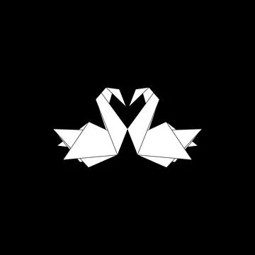Pair Swan Shape Inspired by Origami Form Ilustração Stock