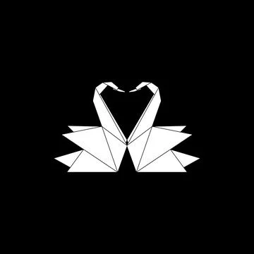 Pair Swan Shape Inspired by Origami Form Ilustração Stock