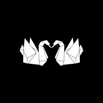 Pair Swan Shape Inspired by Origami Form Ilustração Stock
