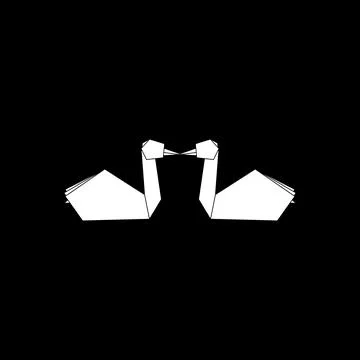 Pair Swan Shape Inspired by Origami Form Ilustração Stock