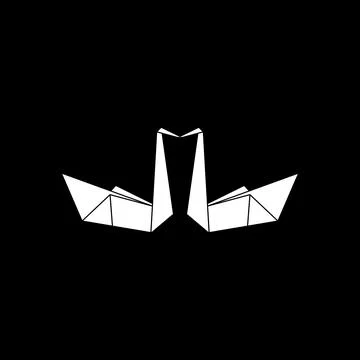 Pair Swan Shape Inspired by Origami Form Ilustração Stock