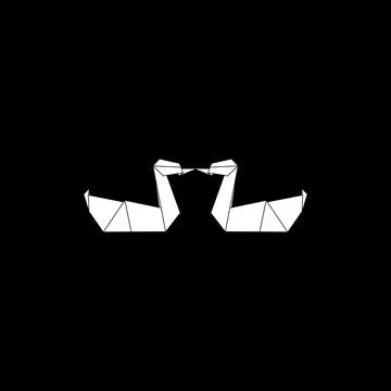 Pair Swan Shape Inspired by Origami Form Ilustração Stock