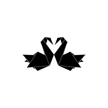 Pair Swan Shape Inspired by Origami Form Ilustração Stock