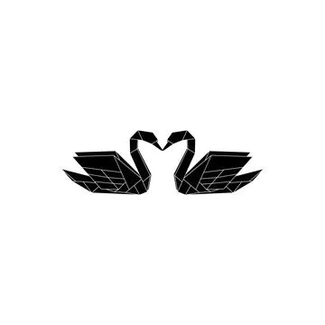 Pair Swan Shape Inspired by Origami Form Ilustração Stock