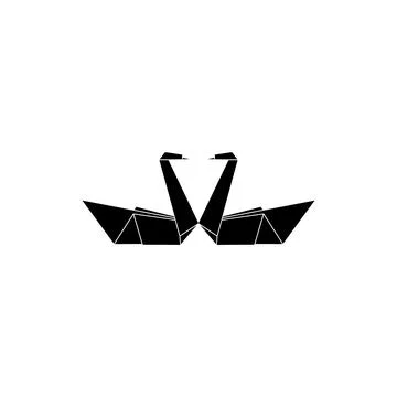 Pair Swan Shape Inspired by Origami Form Stock Illustration