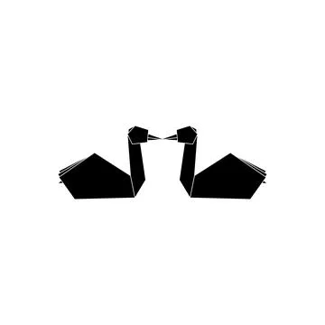 Pair Swan Shape Inspired by Origami Form Ilustração Stock