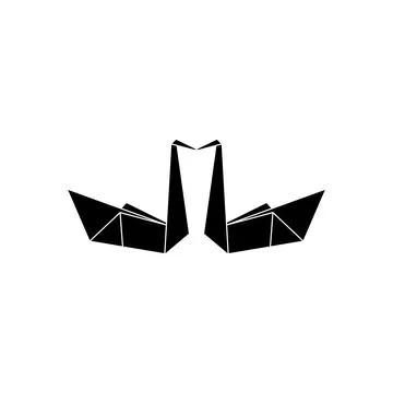 Pair Swan Shape Inspired by Origami Form Ilustração Stock