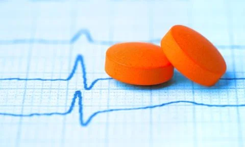 Pair of tabs on the cardiogram Stock Photos