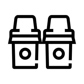 Pair of takeout coffee cups line art Ilustração Stock