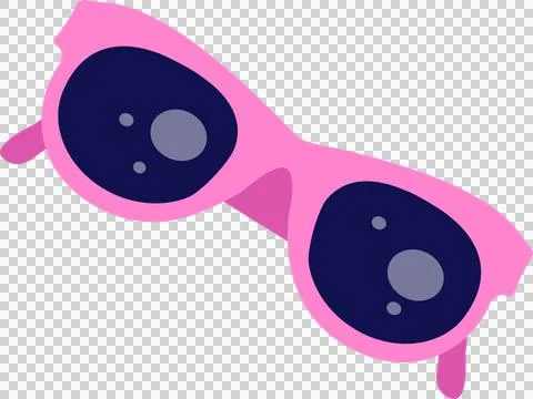 Pair of thick pink sunglasses is floating on transparent canvas, highlighting Ilustração Stock