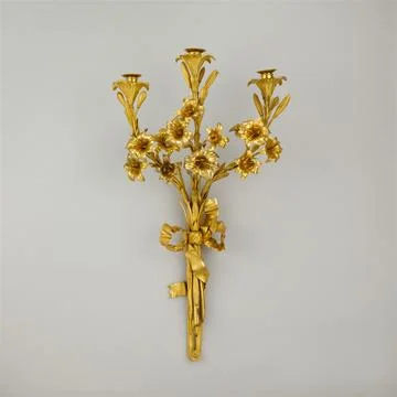 Pair of three-light sconces (bras de lumire) ca. 1775 French, Paris These w.. Fotos de archivo