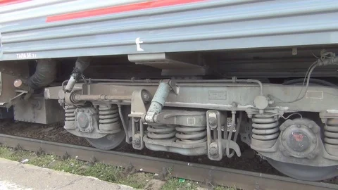 Pair of train wheels. Railway transportation concept.Railwayman Stock Footage 78134203