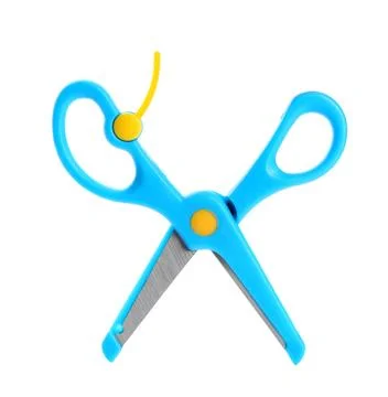 Pair of training scissors on white background Stock Photos