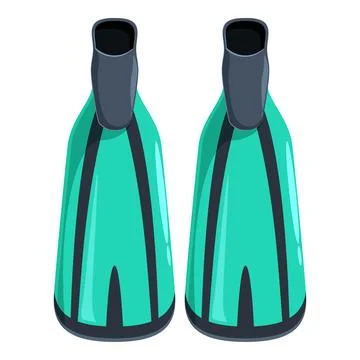 Pair of turquoise diving flippers for underwater exploration Ilustração Stock