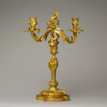 Pair of two-light candelabra ca. 174555 French In the eighteenth century, g.. Stock Photos