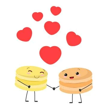 Pair two macarons in love. Stock Illustration