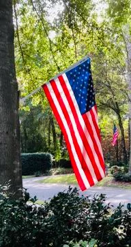 Pair of USA flags Stock Photos