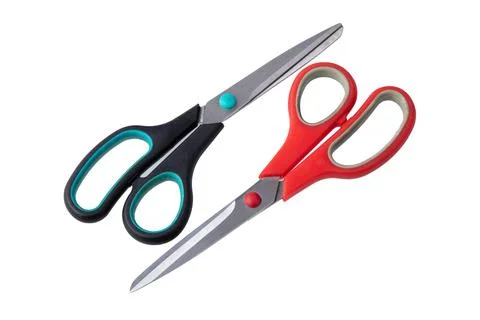 A pair of used scissors on white background Stock Photos