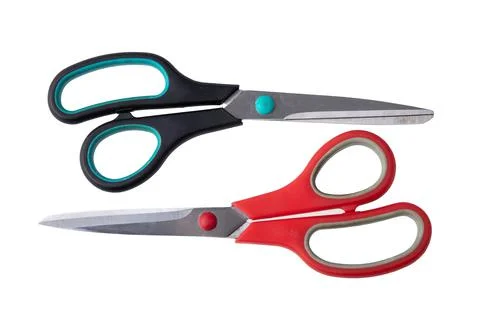 A pair of used scissors on white background Stock Photos