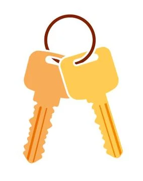 Pair of vector keys with ring. Colorful flat icon for your design. Illustrazione stock