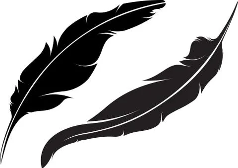 Pair of vector silhouette of feathers Ilustração Stock