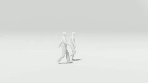 Pair Walking Together White 3D Models on Grey Stock Footage 312973013